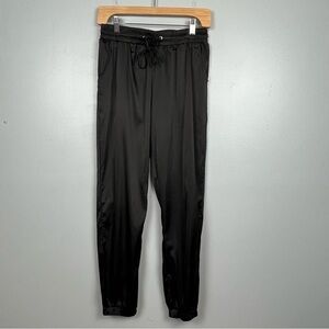 Loyd/Ford black satin drawstring pullon jogger style pants, small.